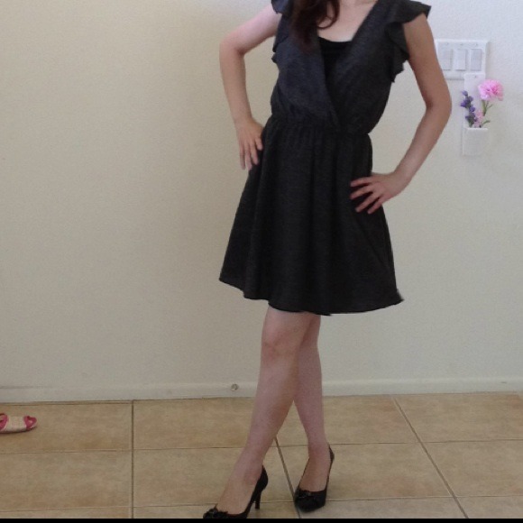 Polka dots comfy silk dress.Casual or formal black - Picture 2 of 4