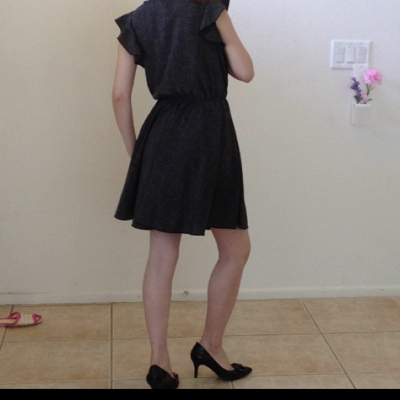 Polka dots comfy silk dress.Casual or formal black - Picture 3 of 4