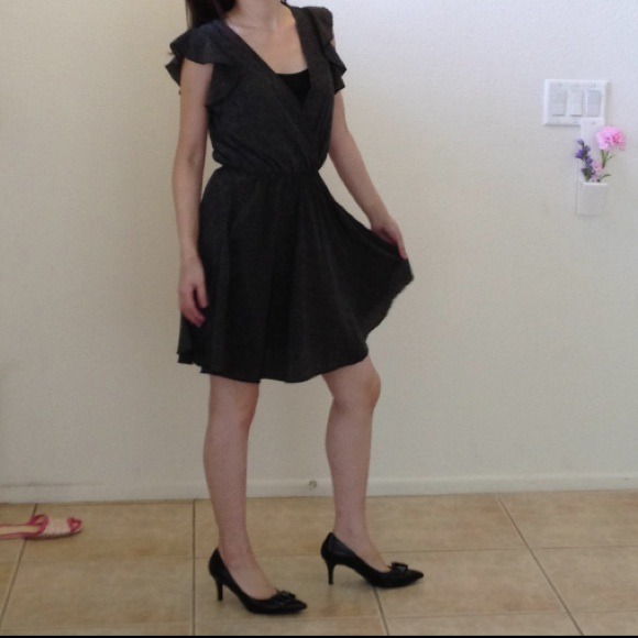 Polka dots comfy silk dress.Casual or formal black - Picture 4 of 4