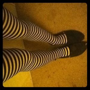 Black and white striped tights