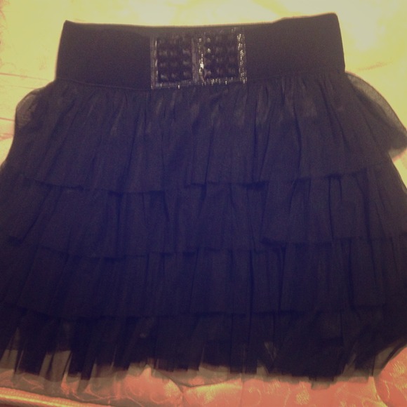 Black tutu skirt with snakeskin studded waistband