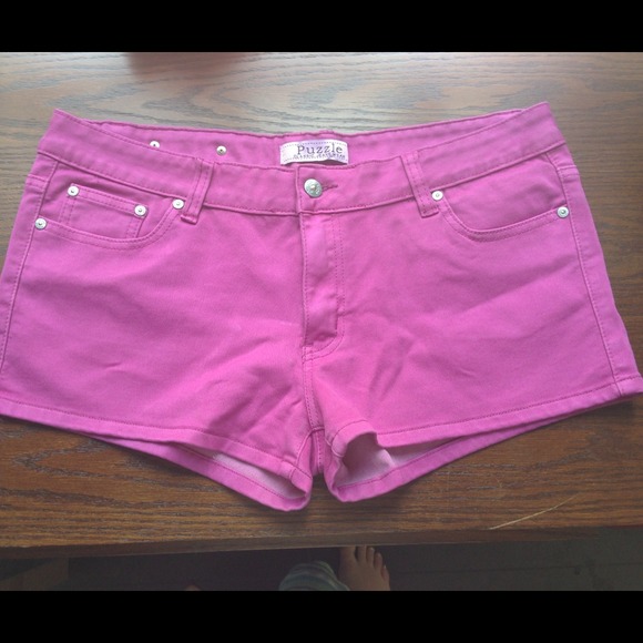 Purple denim jean shorts