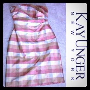Bundled Sold! Kay Unger strapless plaid dress