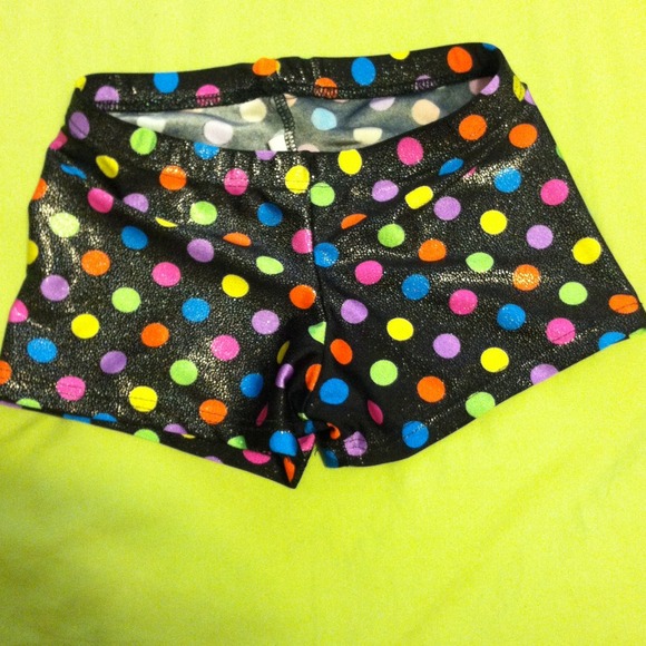 Little girls sparkly polka dotted dance shorts