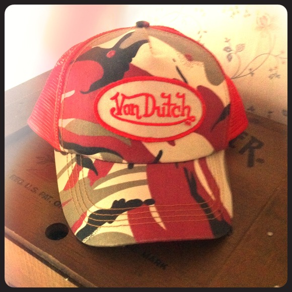 MARKED DOWN!!! Von Dutch Red Camo Trucker Hat...