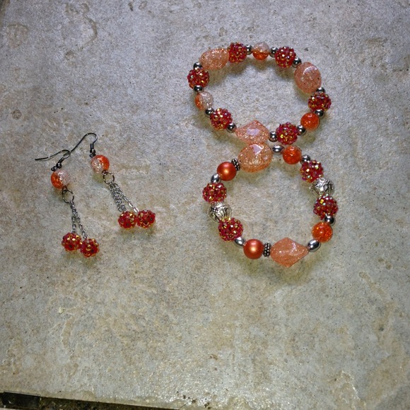 Dragon fire ball bracelet set w matching earrings