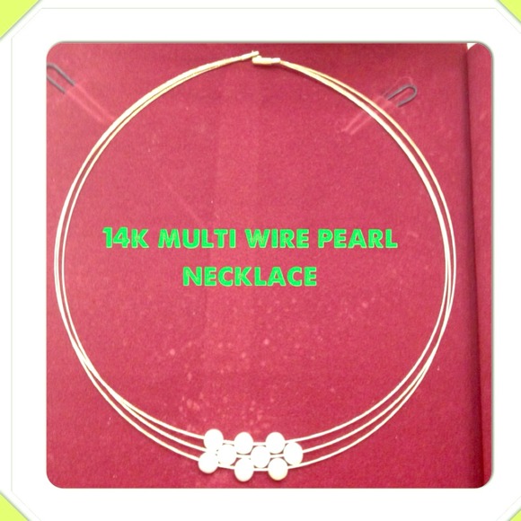 💢@caroleadams💢14K multi wire 3 strand/pearl -16"