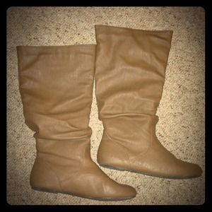 Brown Faux Leather Boots