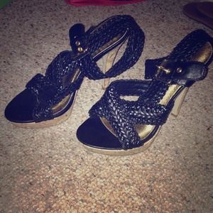 Black Braided High Heel NWOT