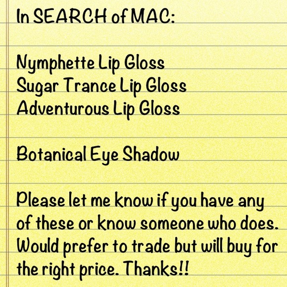 Searching for MAC lipgloss and eye shadow