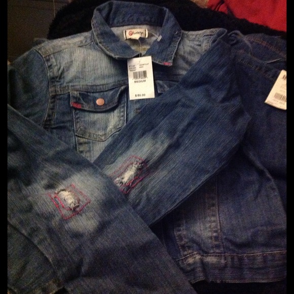 Jean jacket-new price with pink stitching