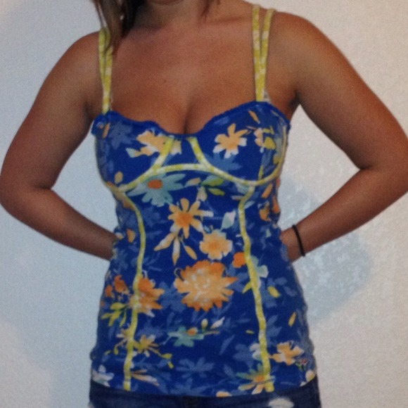 Hollister floral bustier style top- medium