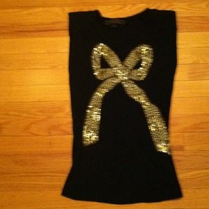 Black Stretch Sequin Shirt, Size S/P