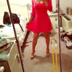 Bright pink skater dress