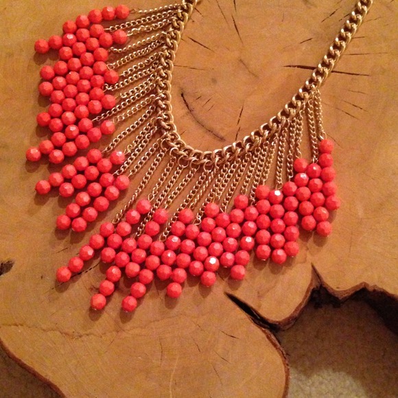 NWT orange/gold chain necklace - Picture 2 of 3