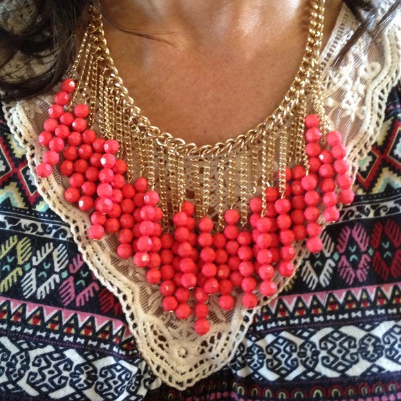 NWT orange/gold chain necklace - Picture 3 of 3