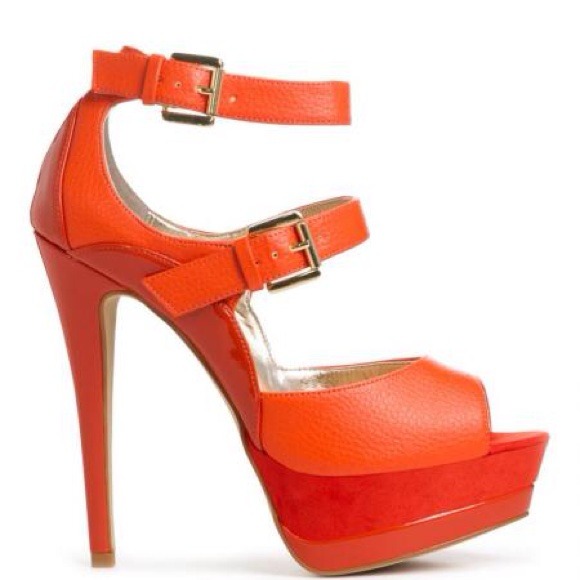 JustFab Lisse (Orange) strappy heels