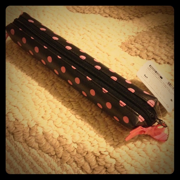 Chocolate Polka-dot Pencil Case -Korean