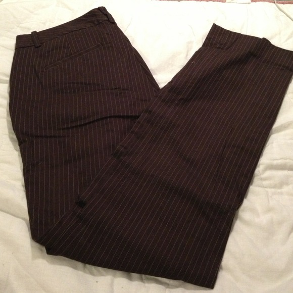 brown striped dress pants
