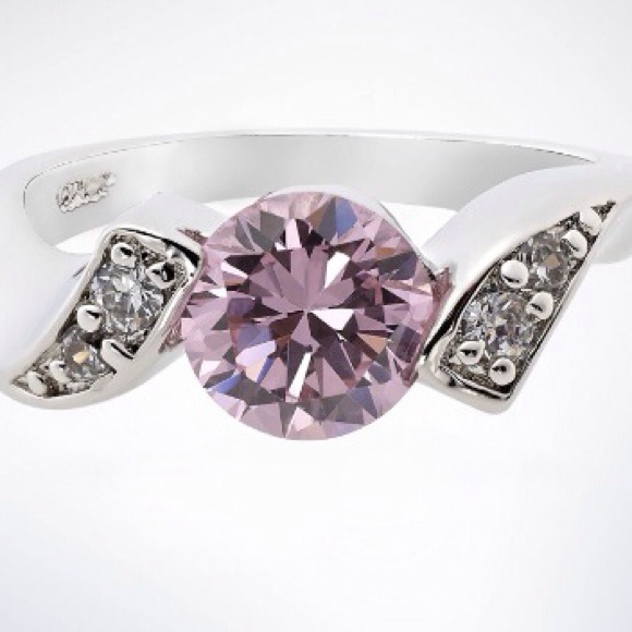 Jewelry - Pink Sapphire CZ w/clear Topaz in 18k plated WG