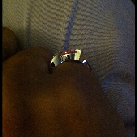 Pink Sapphire CZ w/clear Topaz in 18k plated WG - Picture 4 of 4