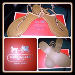 NWT/Box-Size 9 Tan leather Coach Sandals!!!!!