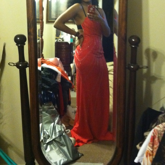 Coral Sequenced formal gown,