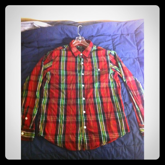 Mens LRG long sleve woven shirt, button down