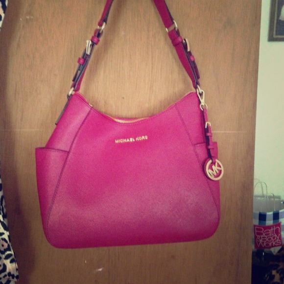 Michael Kors Jetset Pink leather tote with top zip