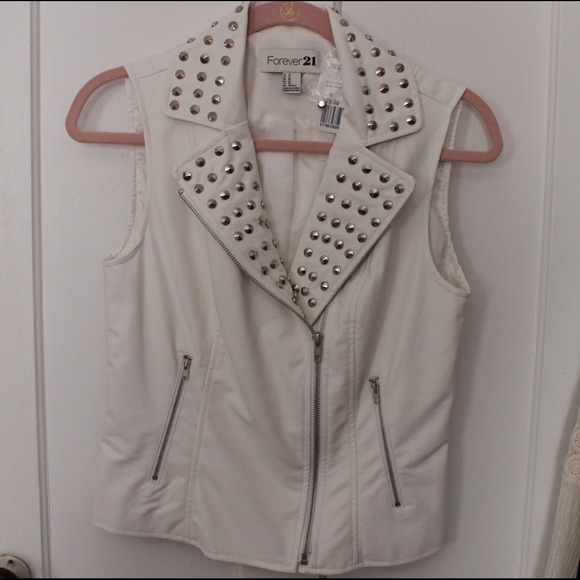 Forever 21 white moto vest
