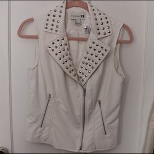 Forever 21 white moto vest