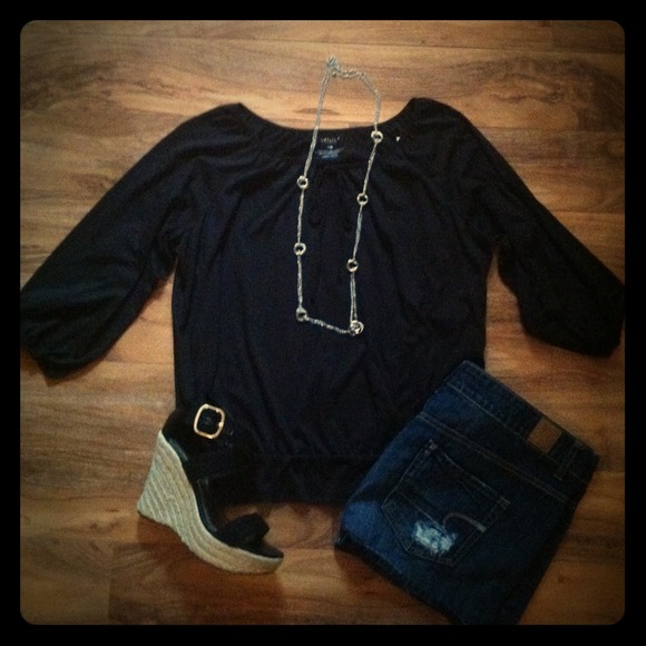 SOLD - bundled! Black peasant top