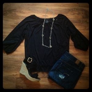 SOLD - bundled! Black peasant top