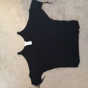 Black open shoulder top