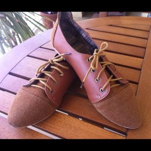Tan Oxford Lace Up Flats
