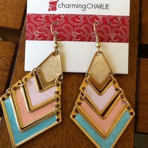 Gold Chevron MultiColored Earrings