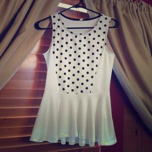 Black/polka peplum tankTAKE AN ADDITIONAL 50% OFF