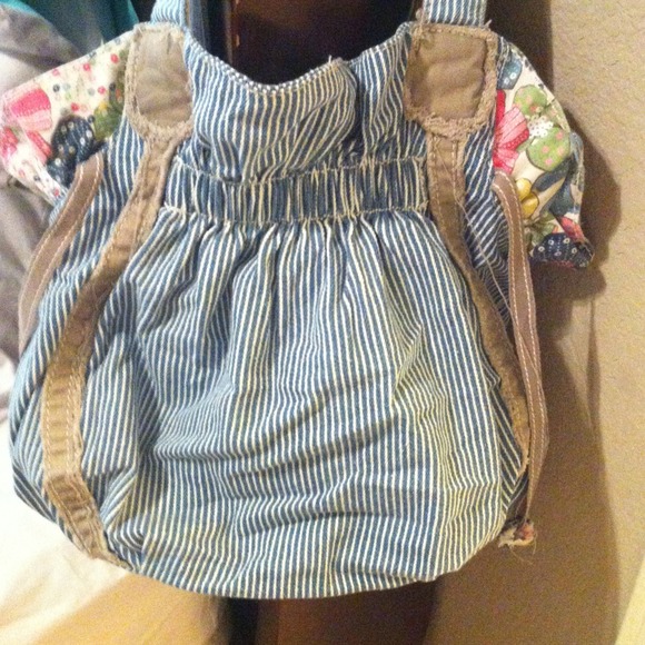 Floral and striped tote