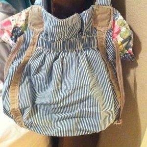 Floral and striped tote