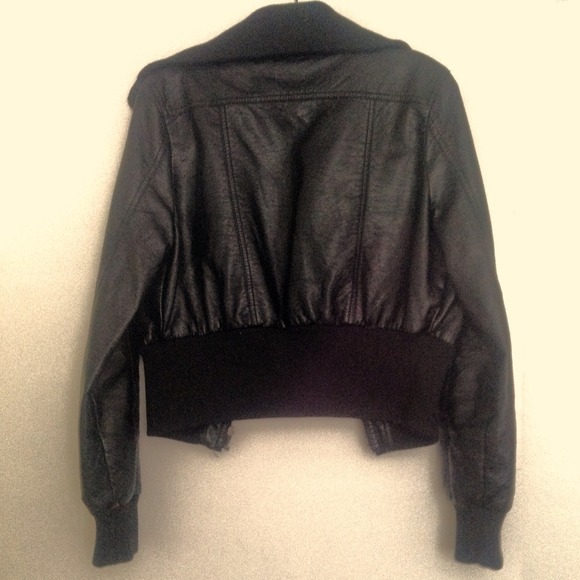 Black faux leather moto jacket - Picture 2 of 4