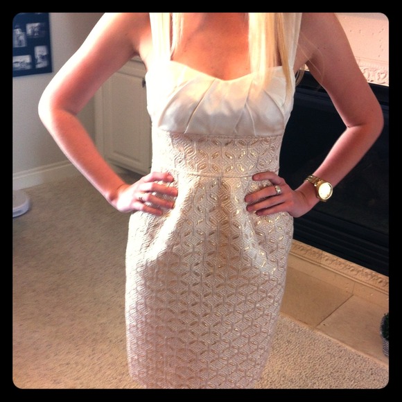 SOLD Gianni Bini Semi Formal Gold and Cream Dress