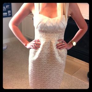 SOLD Gianni Bini Semi Formal Gold and Cream Dress