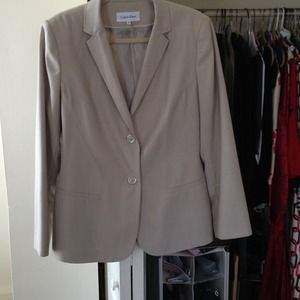 Light tan linen Calvin Klein career work suit