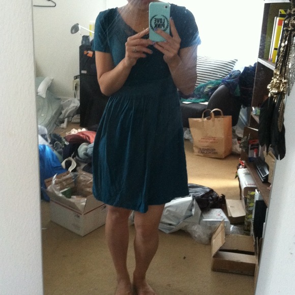 🎀SOLD🎀Teal colored dress with crochet design - Picture 2 of 3