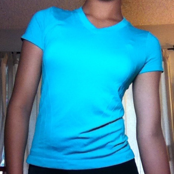 A bright blue athletic shirt