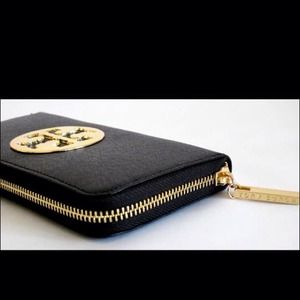 Black Tory Burch Zip Around Wallet