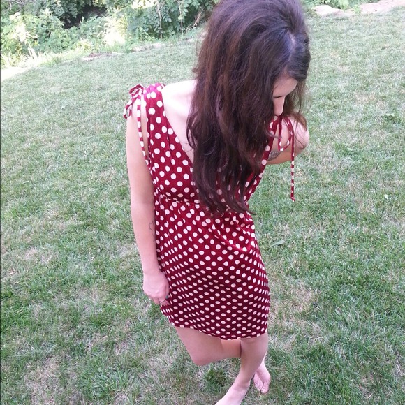 Red/white fuzzy polyester dress - Picture 4 of 4