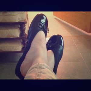 Black Leather Ballet Flats