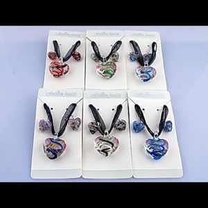 Heart GLASS SET with flower on front