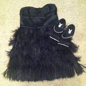 BLACK FEATHER DRESS 🎈 RESERVED